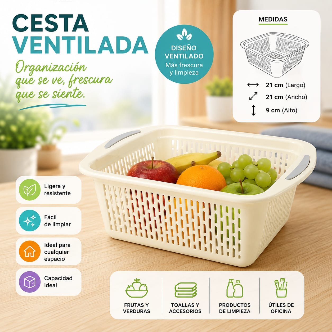 CESTA VENTILADA PARA ORGANIZACION