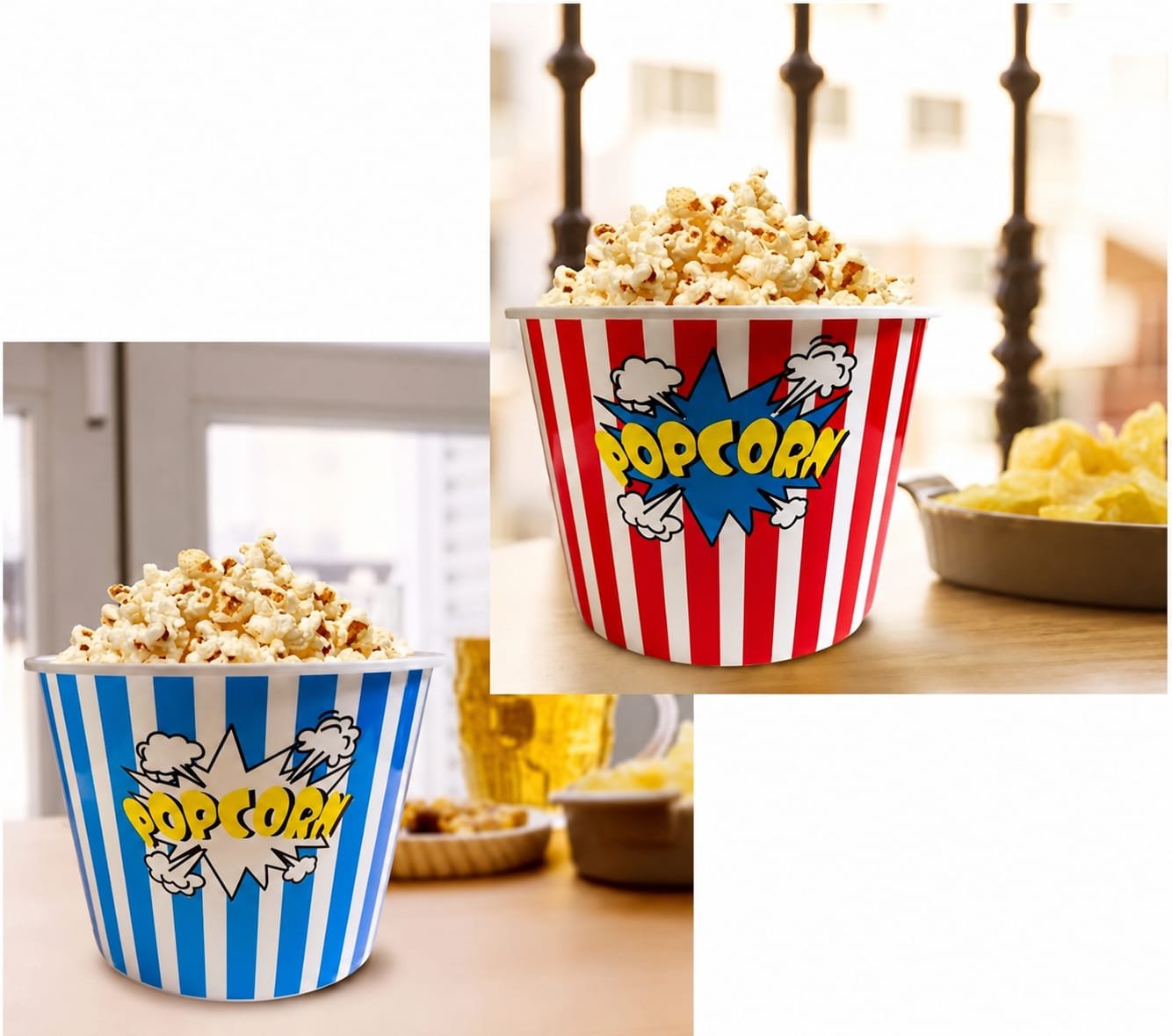 COMBO BALDES PLASTICO PARA PALOMITAS